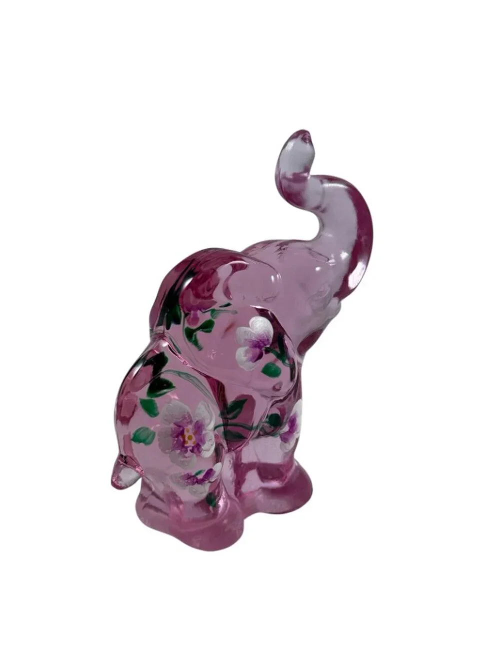 Lenox Fenton Mini Elephant Pink Glass Rosemilk Hand Painted Vintage 2003